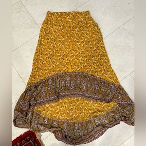 Yellow floral high low skirt size small